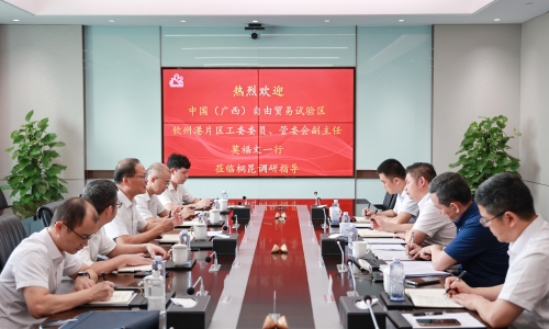 中国（广西）自由贸易试验区钦州港片区管理委员会副主任、党工委委员莫福文莅临爱游戏全站app官方网站调研